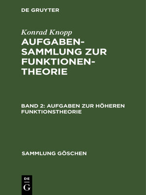 cover image of Aufgaben zur höheren Funktionstheorie
